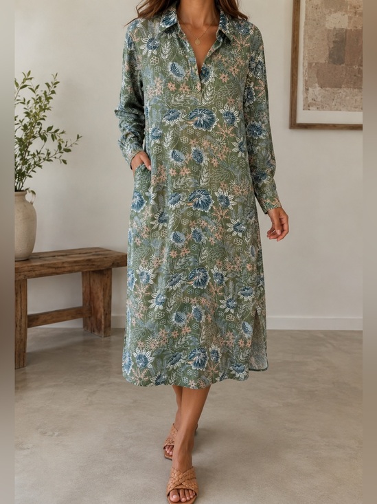 Ripskirt Hawaii Dresses & Skirts - RipSkirt Hawaii Popover Tunic Top M Green Floral 100% Cotton Gauze Travel Resort